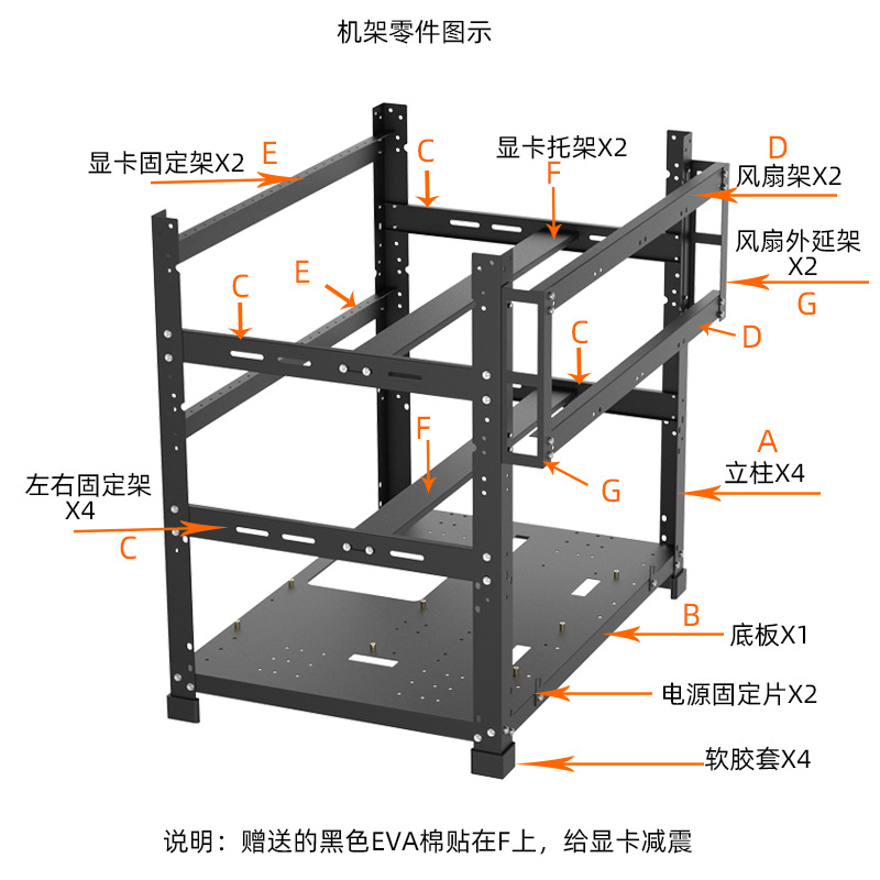 İstiflenebilir Açık Hava GPU R - Gpu Mining Rig Frame 8 Gpu incelemesi ve fiyatı